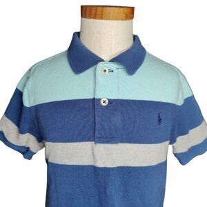 Toddler Boys Size 6 Polo Ralph Lauren Polo Shirt Colorblock Stripe Pique Mesh